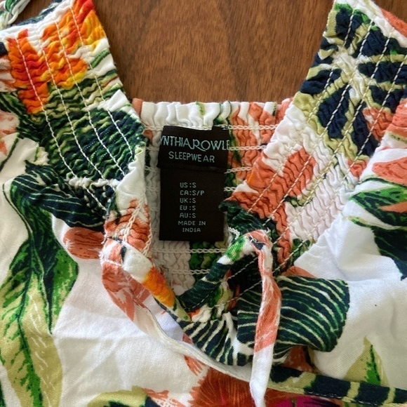 Cynthia Rowley sleepwear tropical print camisole with string tassels size Small - Picture 3 of 3
